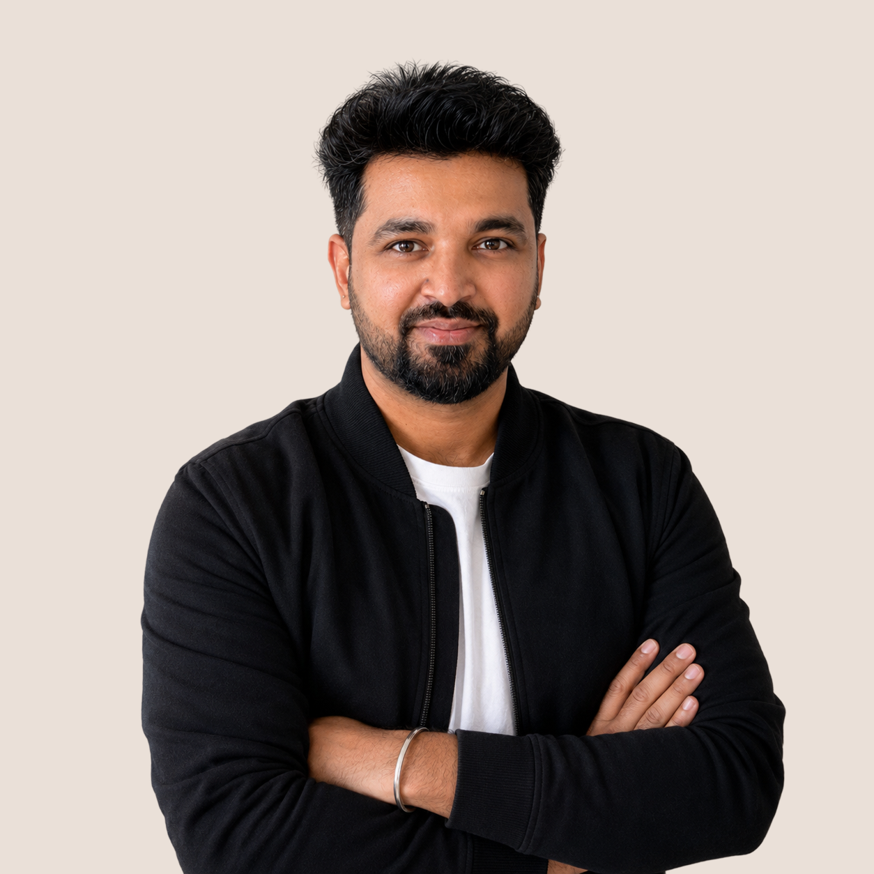 Aditya Krishna Display Picture wearing black jacket and white t-shirt